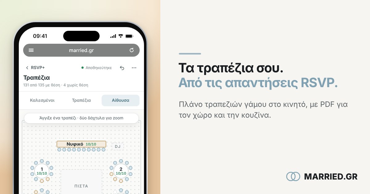 Πλάνο Τραπεζιών Γάμου (Seating Plan) από το RSVP | MARRIED.GR
